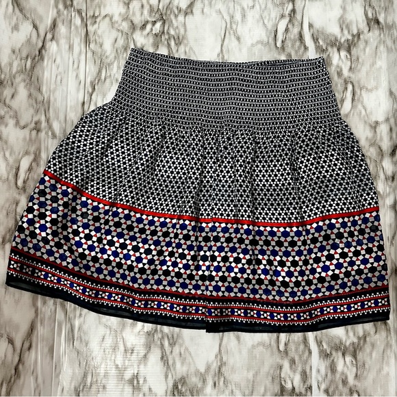 Max Studio Line Womens Sz L Navy Red Drop Waist Skirt Geometric Nautical Design - Picture 3 of 10